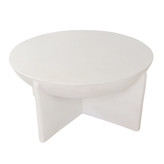 Modrest Elsa - Modern Oyster Concrete Round Coffee Table