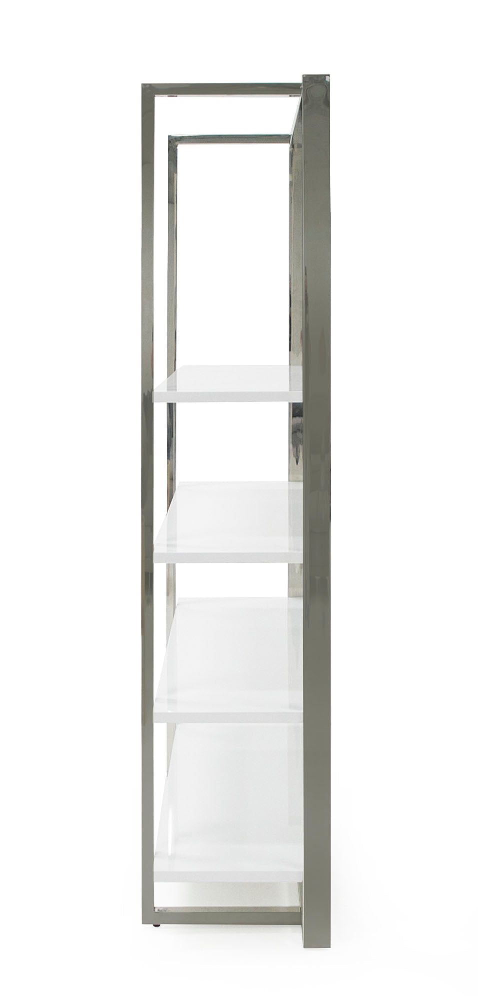 Modrest Fauna - Modern White High Gloss & Stainless Steel Bookshelf
