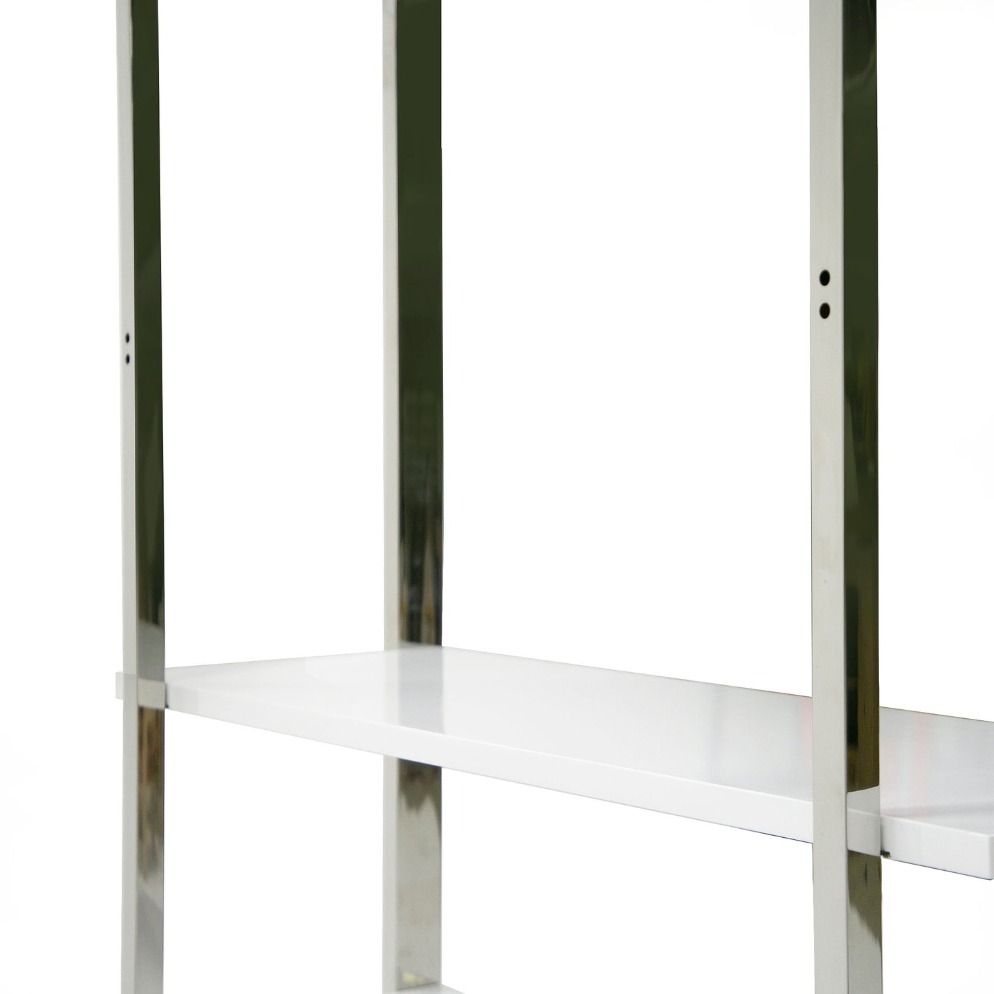 Modrest Fauna - Modern White High Gloss & Stainless Steel Bookshelf