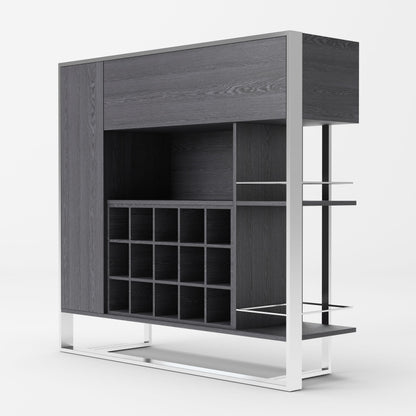 Modrest Fauna - Elm Grey & Stainless Steel Wine Cabinet