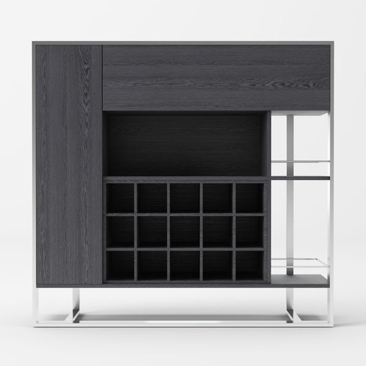 Modrest Fauna - Elm Grey & Stainless Steel Wine Cabinet