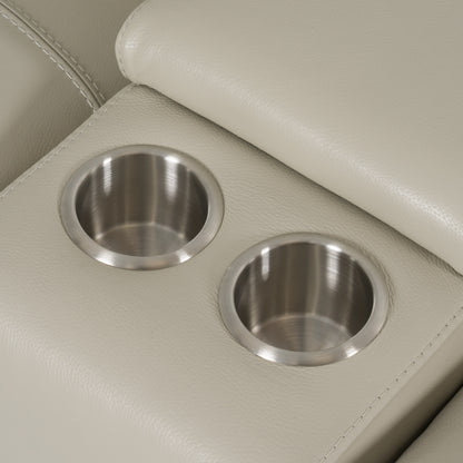 Divani Casa Frazier - Modern Light Grey Leather Console