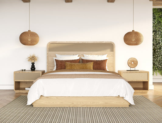 Modrest Gavin - Modern Natural Ash + Rattan 4-Piece Bedroom Set