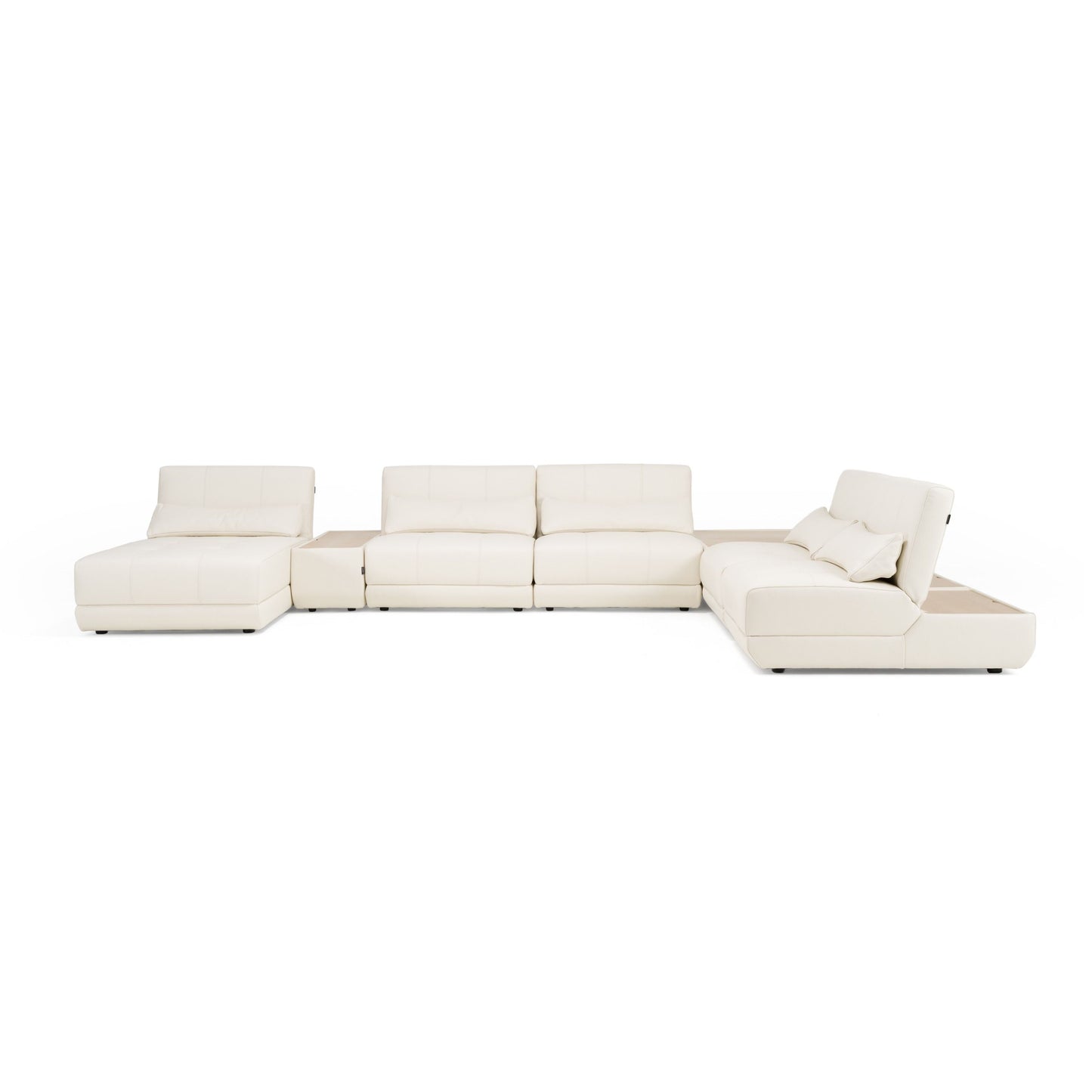 Divani Casa Garfield - Modern Off-White Leather 7-Piece Modular Sectional
