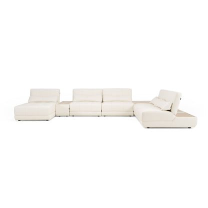 Divani Casa Garfield - Modern Off-White Leather 7-Piece Modular Sectional