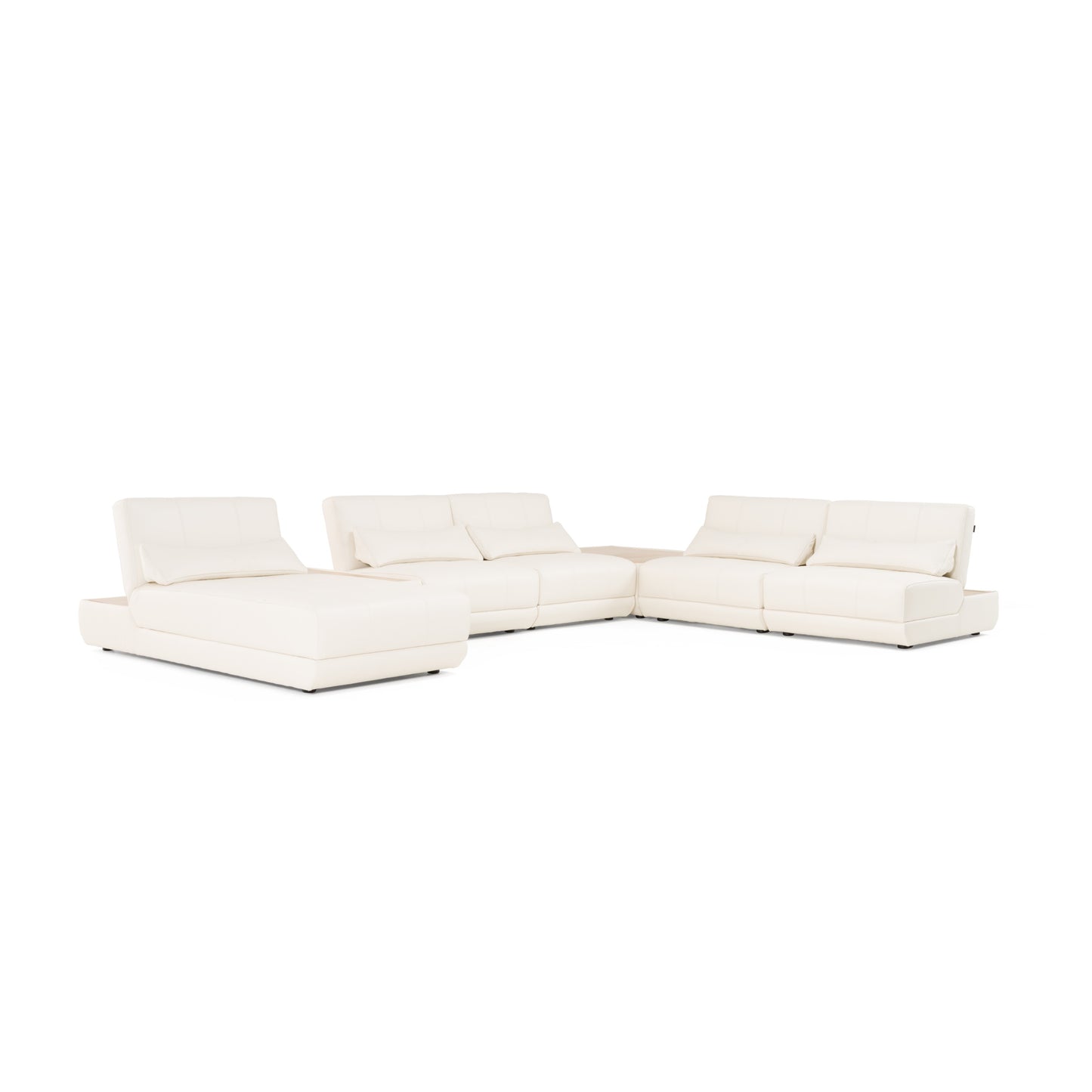 Divani Casa Garfield - Modern Off-White Leather 7-Piece Modular Sectional