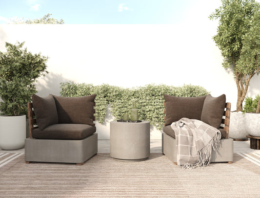 Renava Garza Outdoor Concrete & Teak Corner