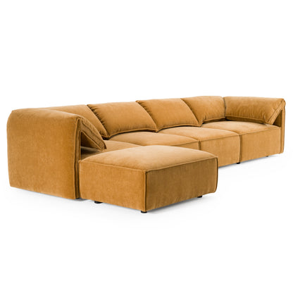 Divani Casa Gene - Modern Ochre Fabric 5-Piece Modular Sectional Sofa