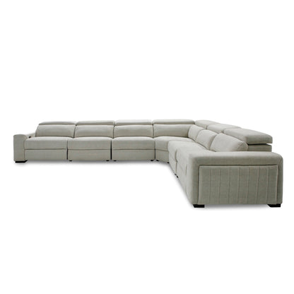 Divani Casa Gering - Modern Beige Fabric Sectional With 2 Power Recliners