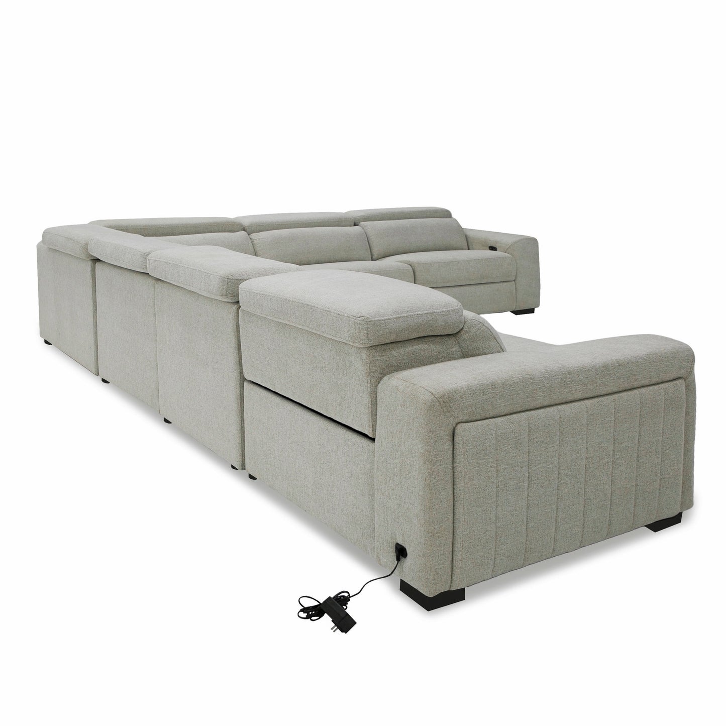 Divani Casa Gering - Modern Beige Fabric Sectional With 2 Power Recliners