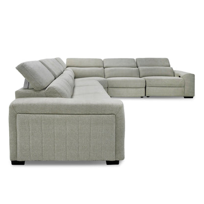 Divani Casa Gering - Modern Beige Fabric Sectional With 2 Power Recliners