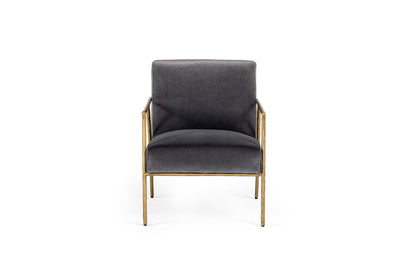 Modrest Gibbons - Modern Grey Velvet + Forged Gold Accent Chair