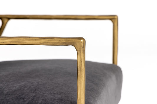Modrest Gibbons - Modern Grey Velvet + Forged Gold Accent Chair