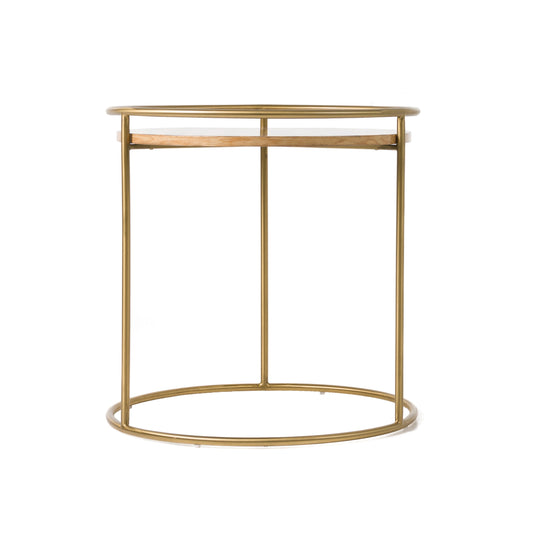 Modrest Gilcrest - Glam Brown and Gold Marble End Table