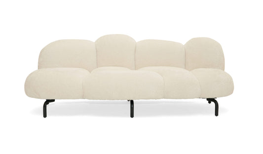 Divani Casa Glaster - Contemporary White Sherpa 88" Bubble Sofa