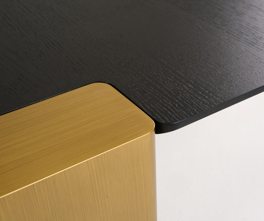 Modrest Harold - Modern Black Oak+ Brushed Gold Oak Square Small Coffee Table