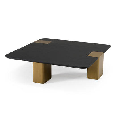 Modrest Harold - Modern Black + Brushed Gold Oak Large Square Coffee Table
