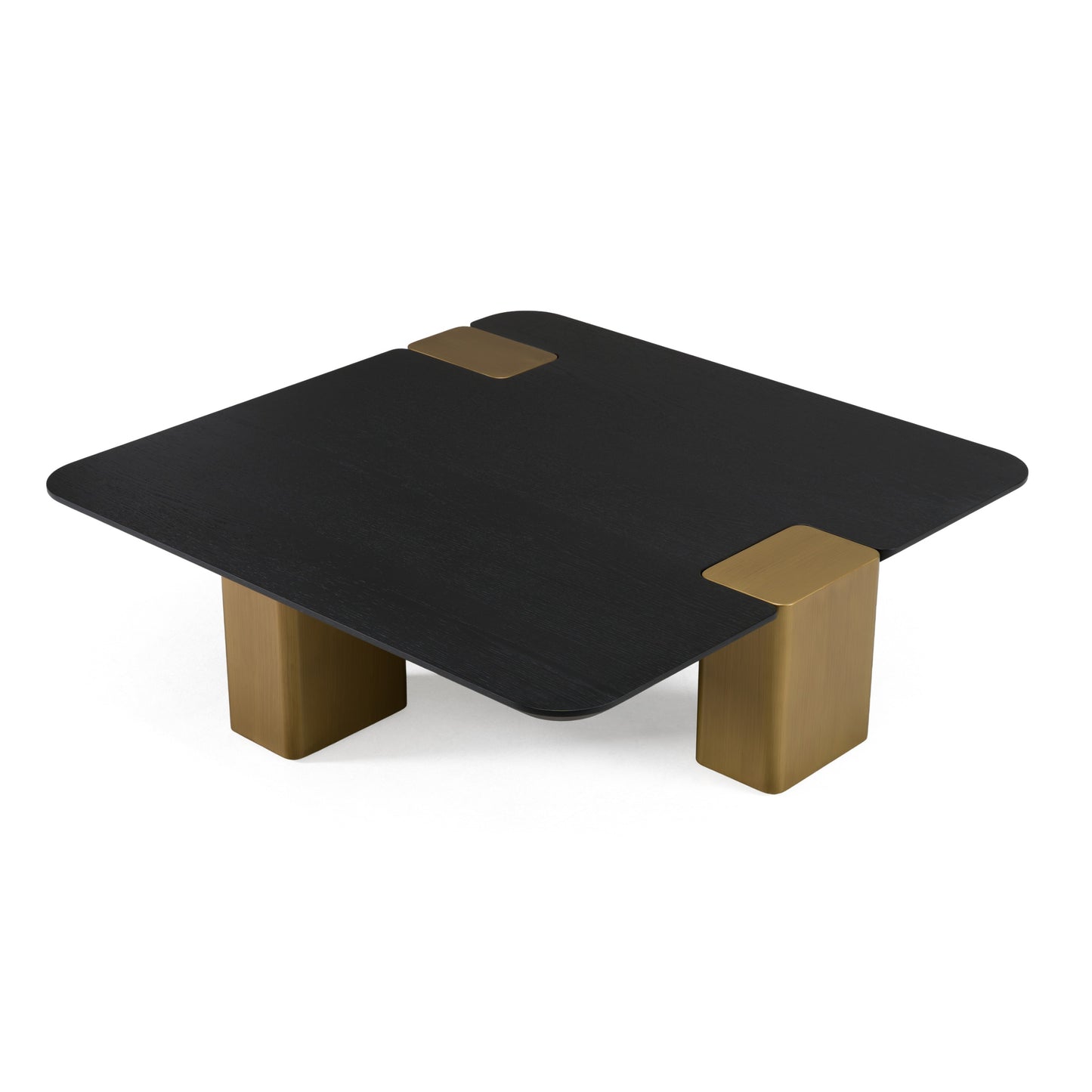Modrest Harold - Modern Black + Brushed Gold Oak Large Square Coffee Table