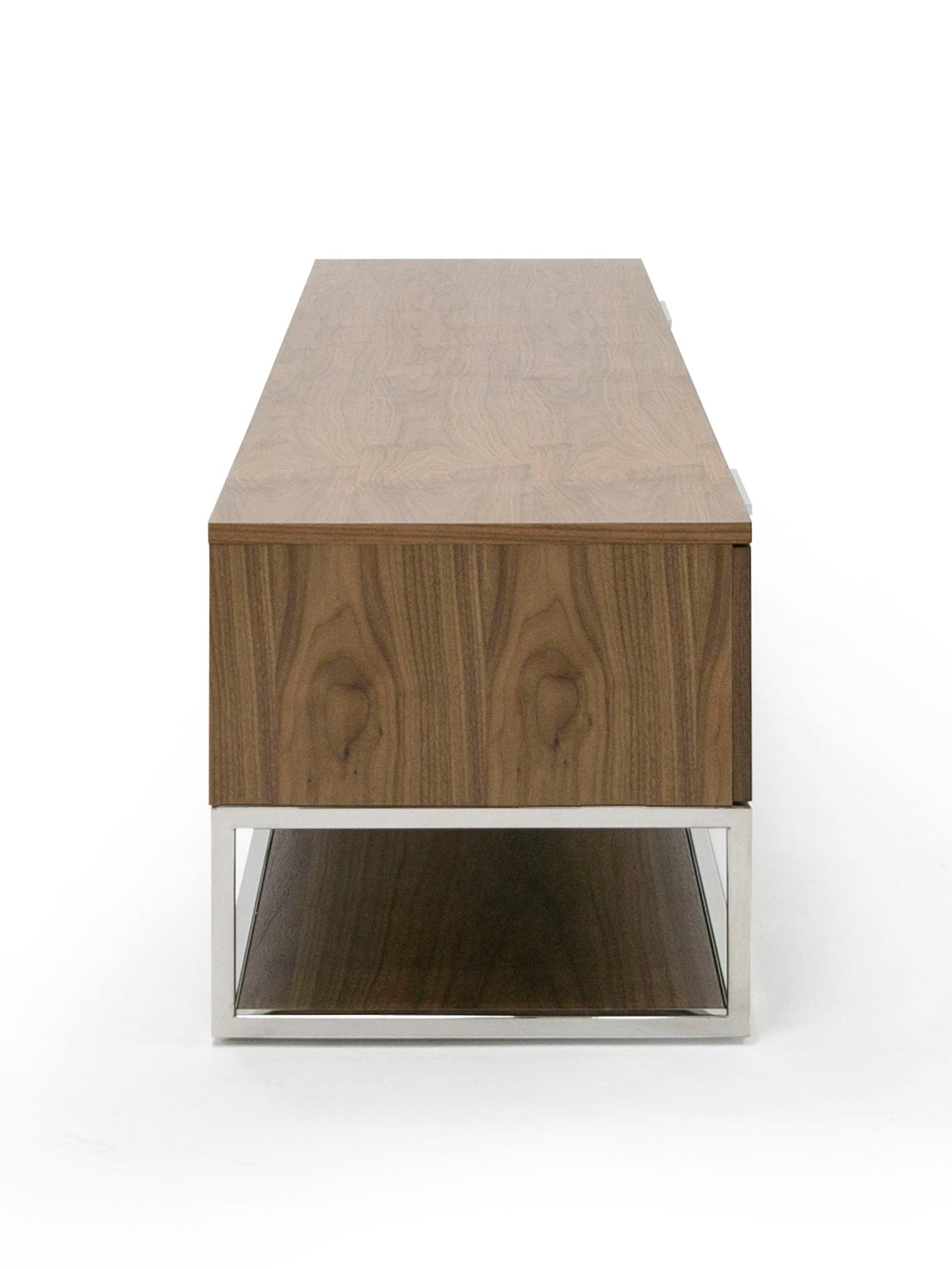 Modrest Heloise - Modern Walnut and Stainless Steel TV Stand