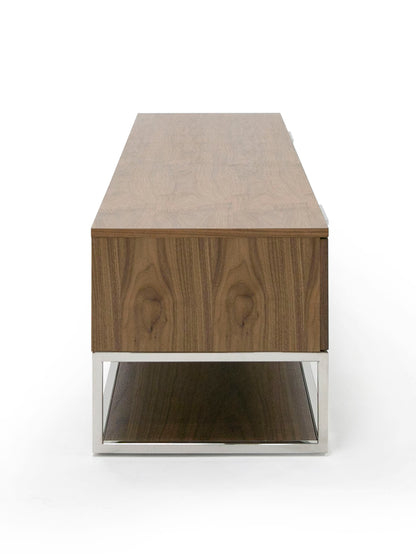 Modrest Heloise - Modern Walnut and Stainless Steel TV Stand