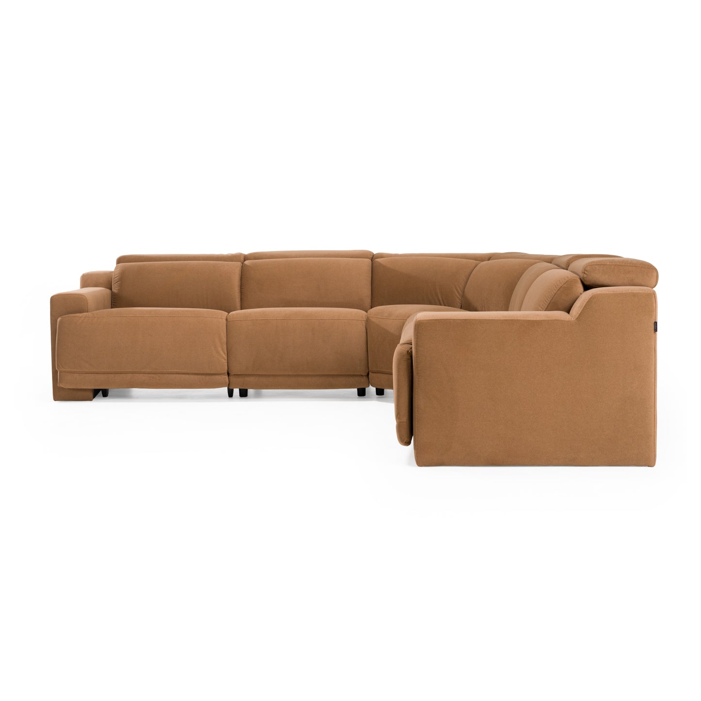 Divani Casa Horton - Modern Brown Fabric Sectional w/ 3 Recliners