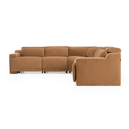 Divani Casa Horton - Modern Brown Fabric Sectional w/ 3 Recliners