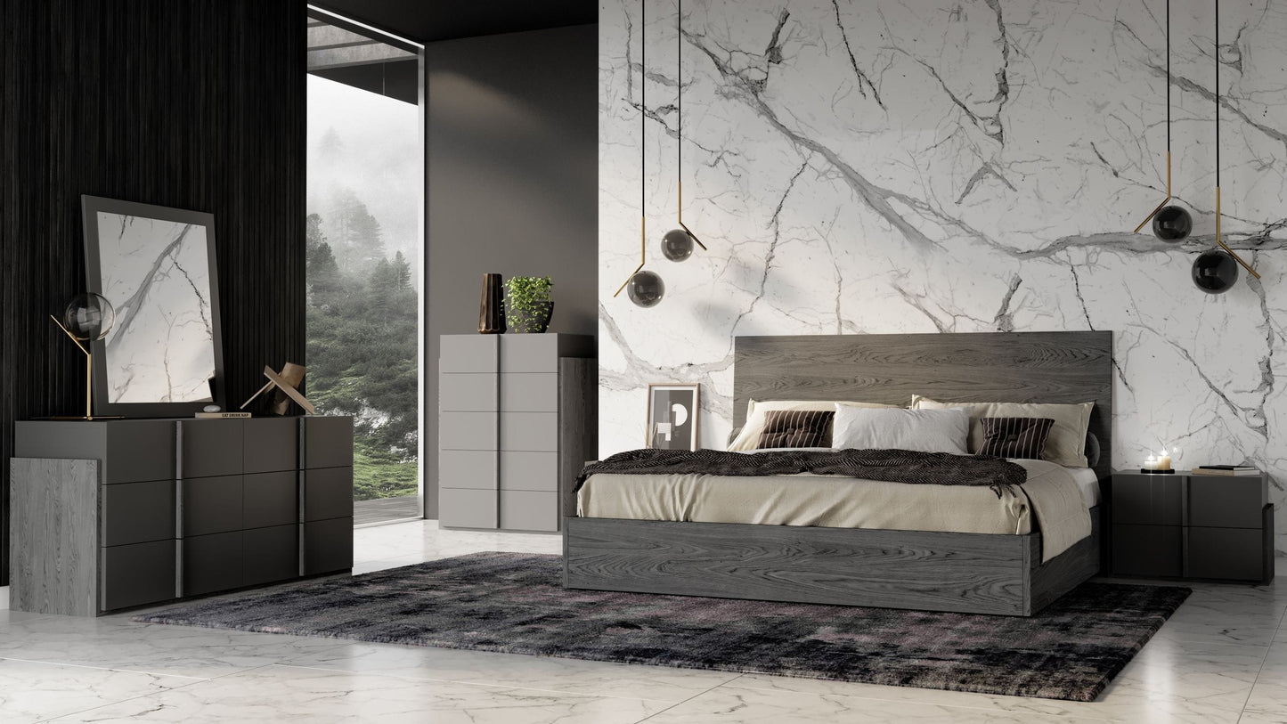 Nova Domus Lucia - Italian Modern Matte Grey + Elm Grey 4-Piece Bedroom Set