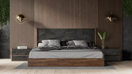 Nova Domus Rado - Modern Walnut & Volcanic Slate 4-Piece Bedroom Set