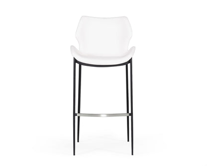Modrest Ithaca - Modern White Leatherette Bar Stool (Set of 2)