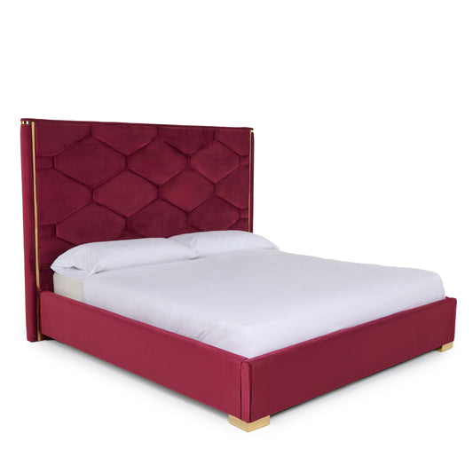 Modrest Janet - Modern Red Velvet + Gold Bed