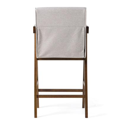 Modrest Joseline - Modern Beige Fabric + Walnut Counter Chair (Set of 2)