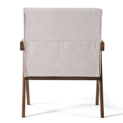 Modrest Joseline - Modern Beige Fabric + Walnut Accent Chair (Set of 2)