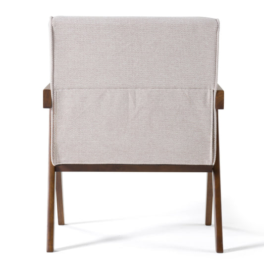 Modrest Joseline - Modern Beige Fabric + Walnut Accent Chair (Set of 2)