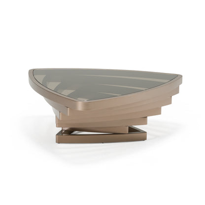 Modrest Jovial - Contemporary Brown Glass + Dark Gold Coffee Table