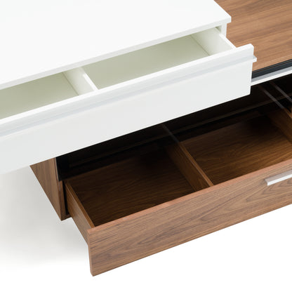 Modrest Karlstad - Modern White + Walnut TV Stand