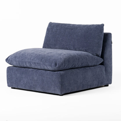Divani Casa Kinsey - Modern Blue Fabric Modular Armless Seat