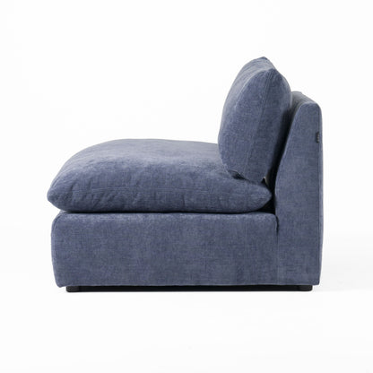 Divani Casa Kinsey - Modern Blue Fabric Modular Armless Seat