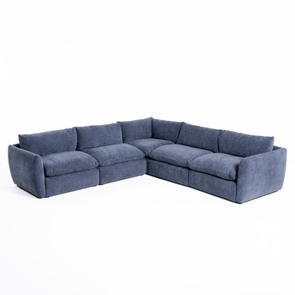Divani Casa Kinsey - Modern Blue Fabric Modular Armless Seat