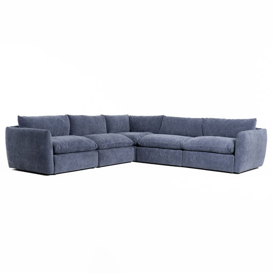 Divani Casa Kinsey - Modern Blue Fabric Modular Corner Seat
