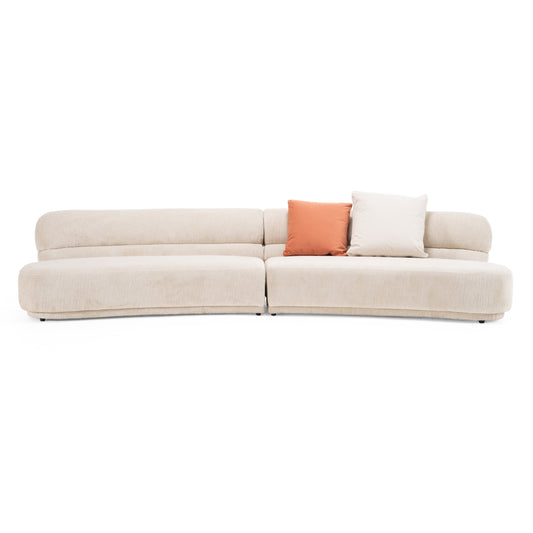 Divani Casa Knight - Modern Beige Fabric Curved Sectional