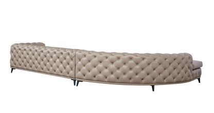 DIvani Casa Kohl - Contemporary Tan LAF Curved Shape Sectional Sofa w/ Chaise