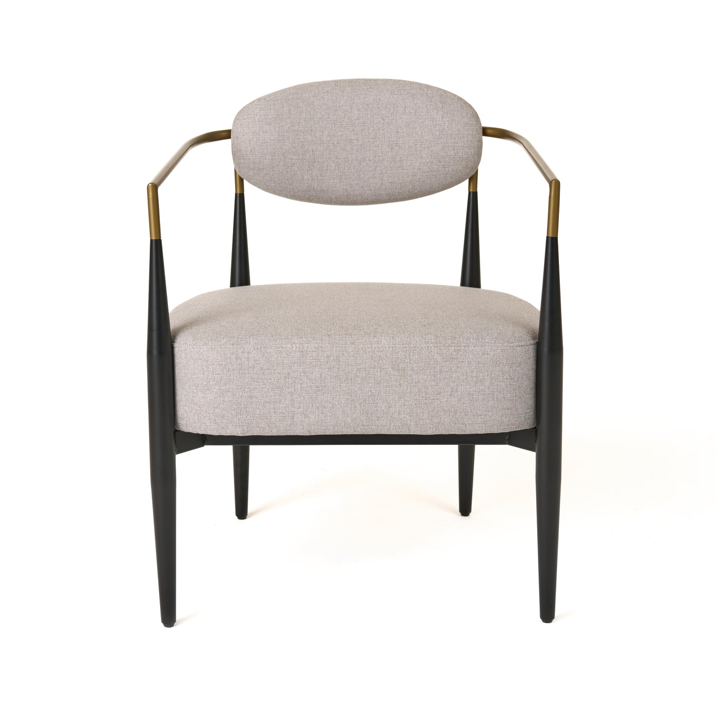 Modrest Liberty - Modern Beige Fabric + Black & Gold Accent Chair