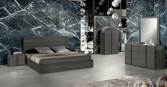 Nova Domus Lucia - Italian Modern Matte Grey / Elm Grey Bedroom Set