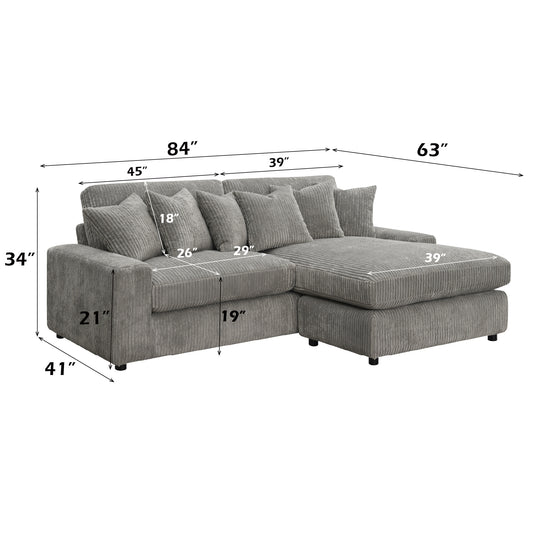 Tavia Reversible Sectional Sofa W/6 Pillows