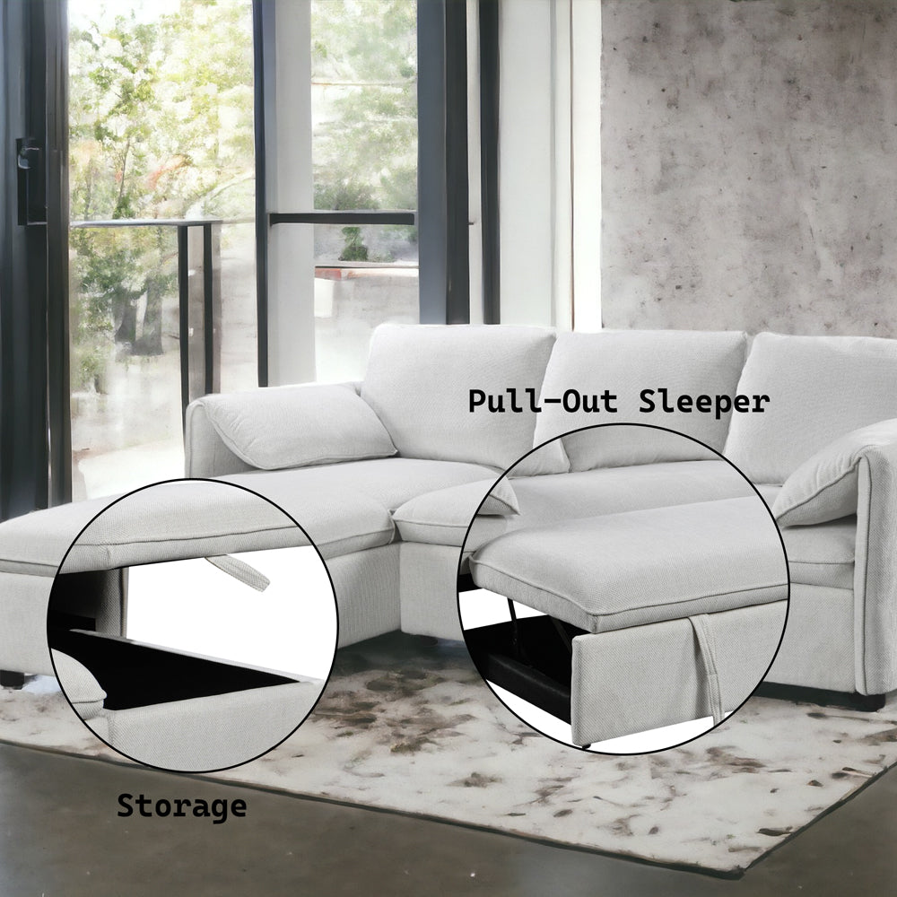 Yaroslav Reversible Sectional Sofa W/Sleeper & Storage