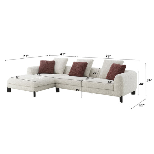 Mardi Sectional Sofa w/3 Pillows