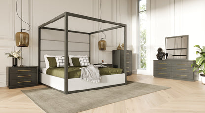 Modrest Manhattan - Contemporary Canopy Grey Bed