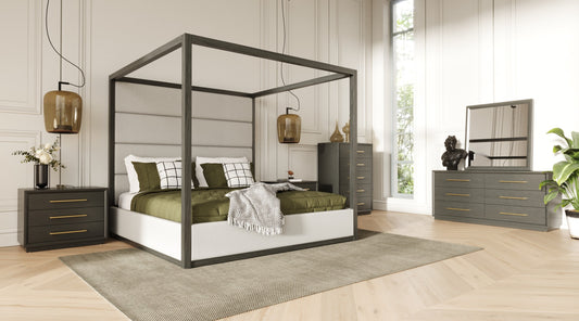 Modrest Manhattan - Contemporary Canopy Grey Bed