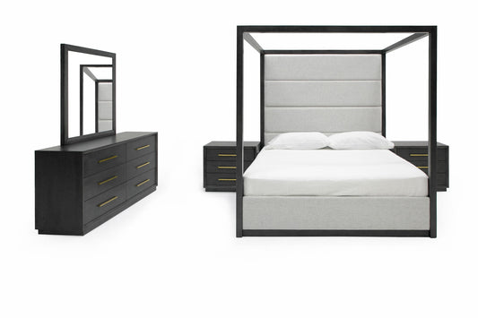 Modrest Manhattan- Contemporary Canopy Grey Bedroom Set