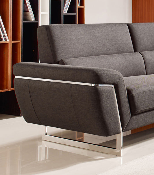 Divani Casa Navarro Modern Brown Fabric Sectional Sofa w/ Right Facing Chaise